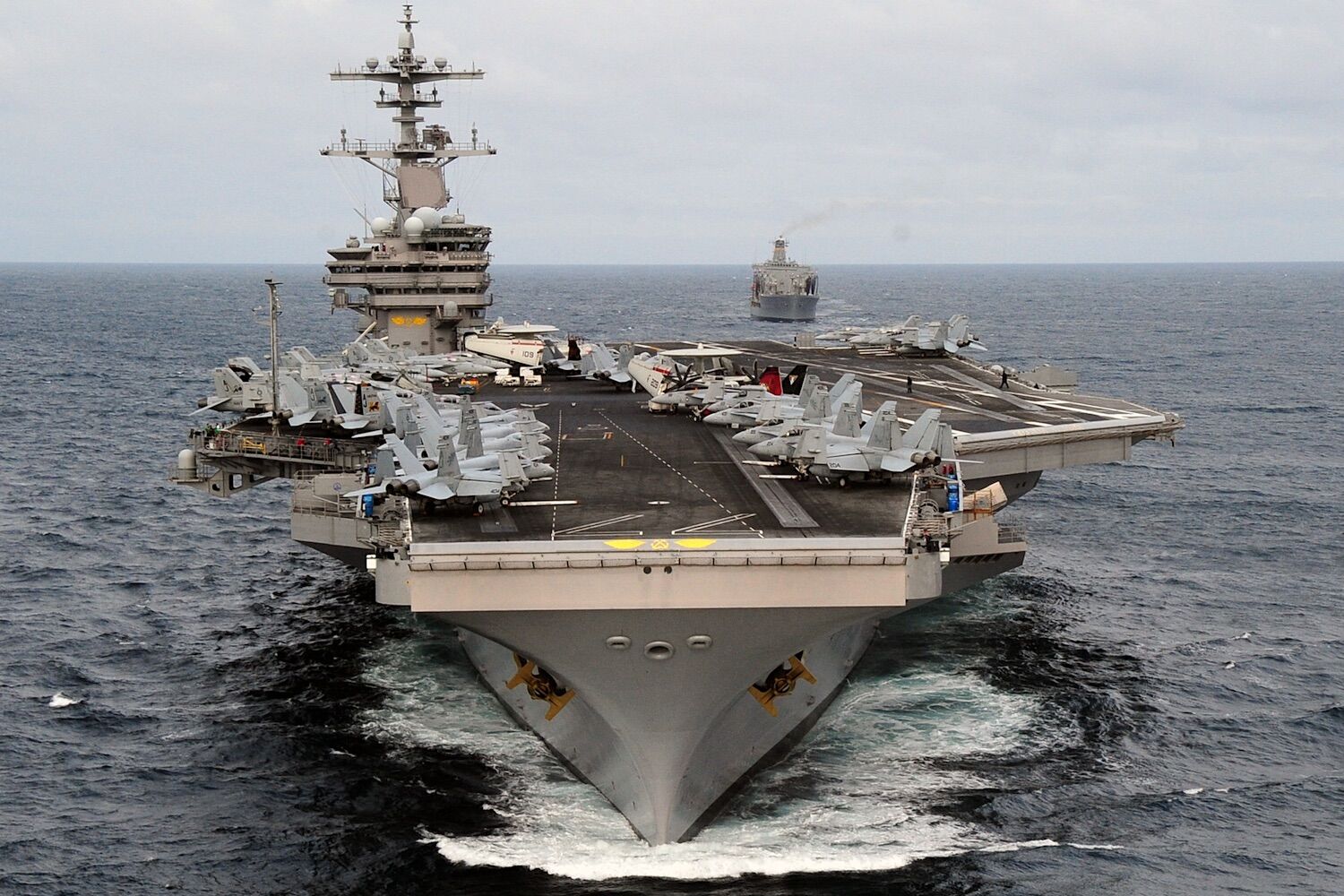 USS George HW Bush fleet en route to Iran. It is the third aircraft carrier to join the war
