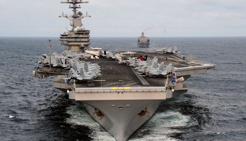 USS George HW Bush fleet en route to Iran. It is the third aircraft carrier to join the war