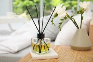 Aromatic fresheners will make your home smell like luxury. Pour 2 teaspoons, put the sticks in a vase and put it in the hall. The appealing scent will spread throughout the entire house. Home fragrance like a diffuser