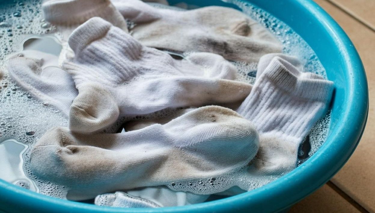 Washing light clothes Dirty socks? Dissolve 4 tablets in water and they will be like new again