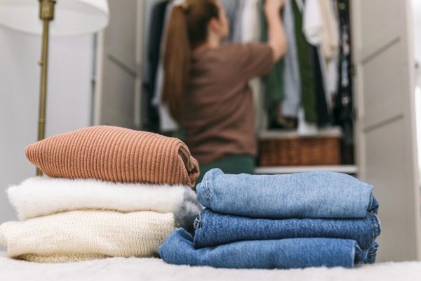 Spring cleaning She showed how to quickly organize clothes in the wardrobe for spring. You will be able to replace your wardrobe with a summer one and get rid of unnecessary clothes without any regrets