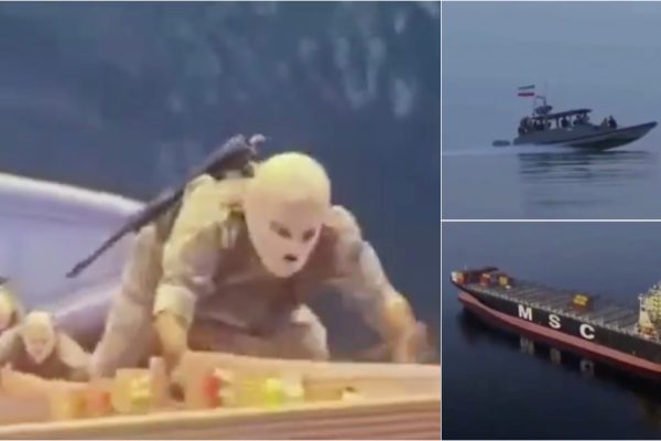 Iranian Revolutionary Guard shows soldiers intercepting ships in the Strait of Hormuz