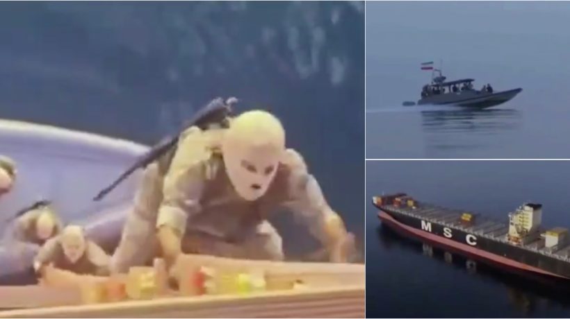 Iranian Revolutionary Guard shows soldiers intercepting ships in the Strait of Hormuz