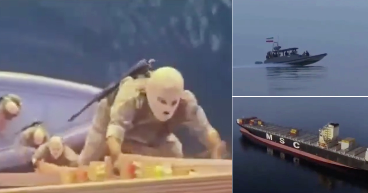 Iranian Revolutionary Guard shows soldiers intercepting ships in the Strait of Hormuz