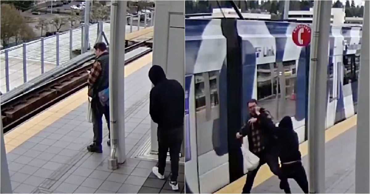 Man escapes unharmed after being pushed in front of a train in the US