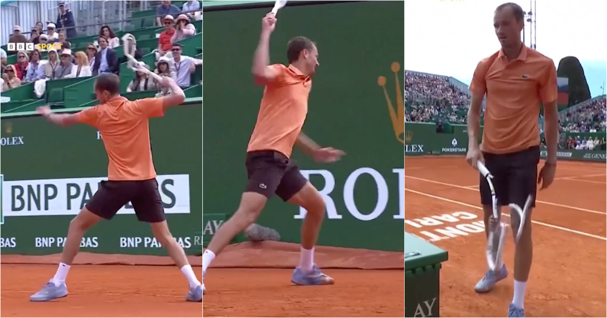 Double 6-0 and destroyed racket: Medvedev loses his mind after historic defeat in Monte Carlo