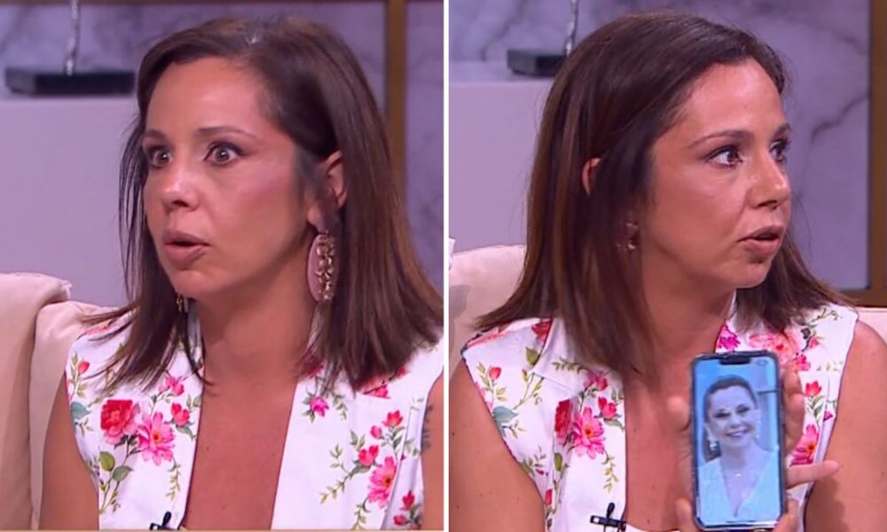 “I became deformed.” Sara Norte shows a photo of her face after having botox