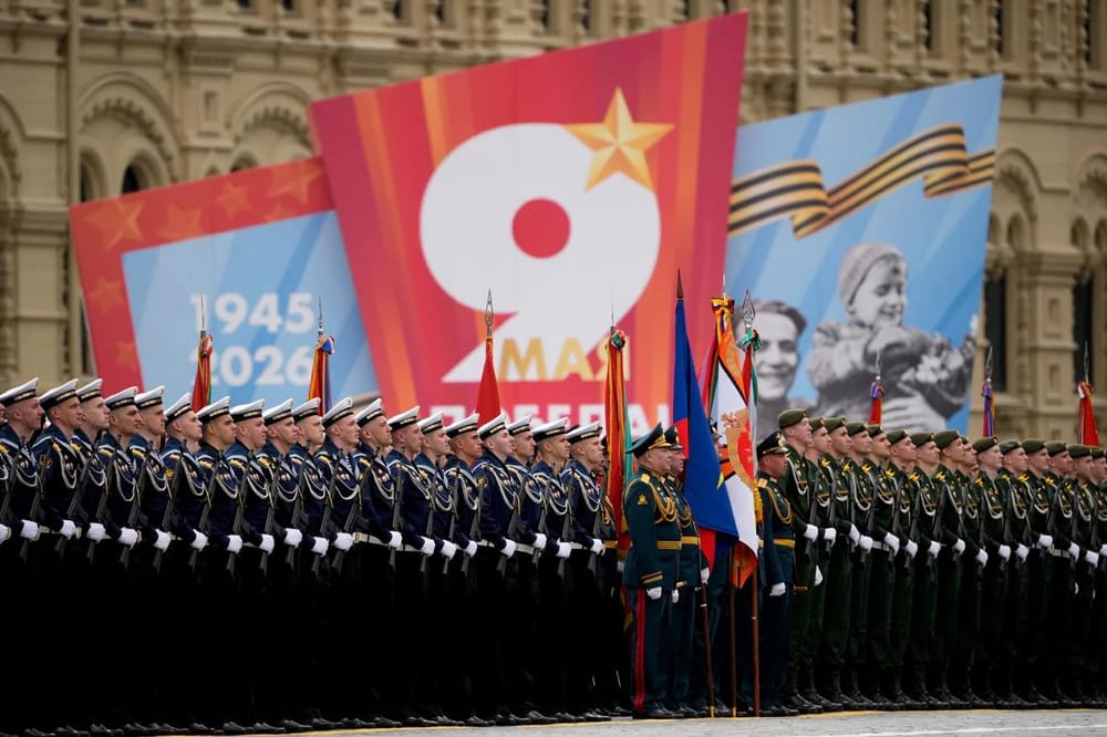 Russian military personnel take part in the Victory Day military parade on Red Square in central Moscow on May 9, 2026, celebrating the 81st anniversary of the defeat of Nazi Germany by the Soviet Union (Pavel Bednyakov/AFP/Getty Images)