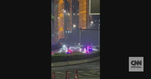 Images of the large apparatus upon Trump's arrival at the hotel in Beijing