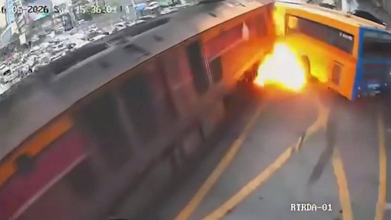 Train and bus collide in Thailand, several dead