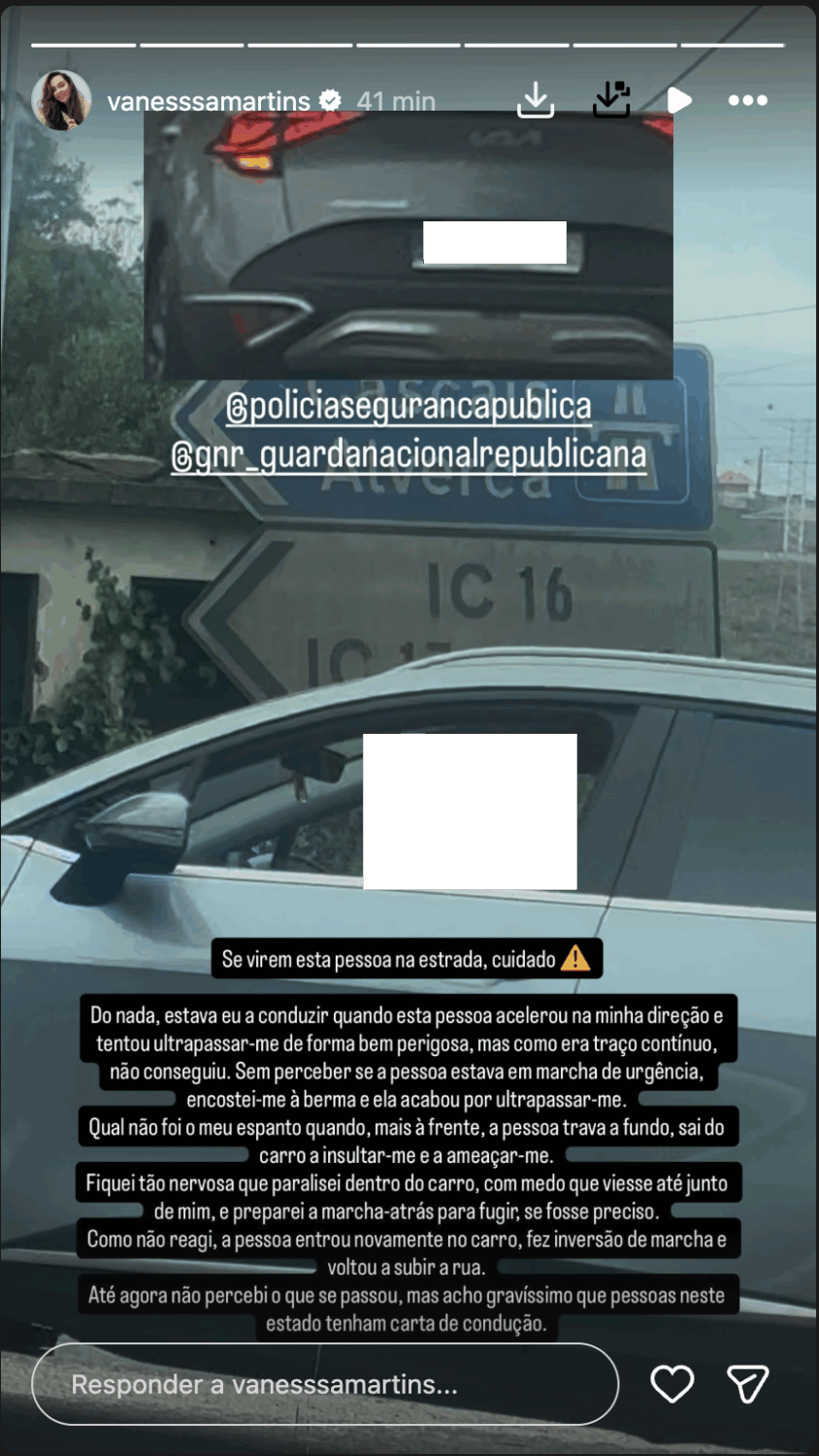 Vanessa Martins is the target of insults and threats in traffic and tells the driver: “I froze in the car…”