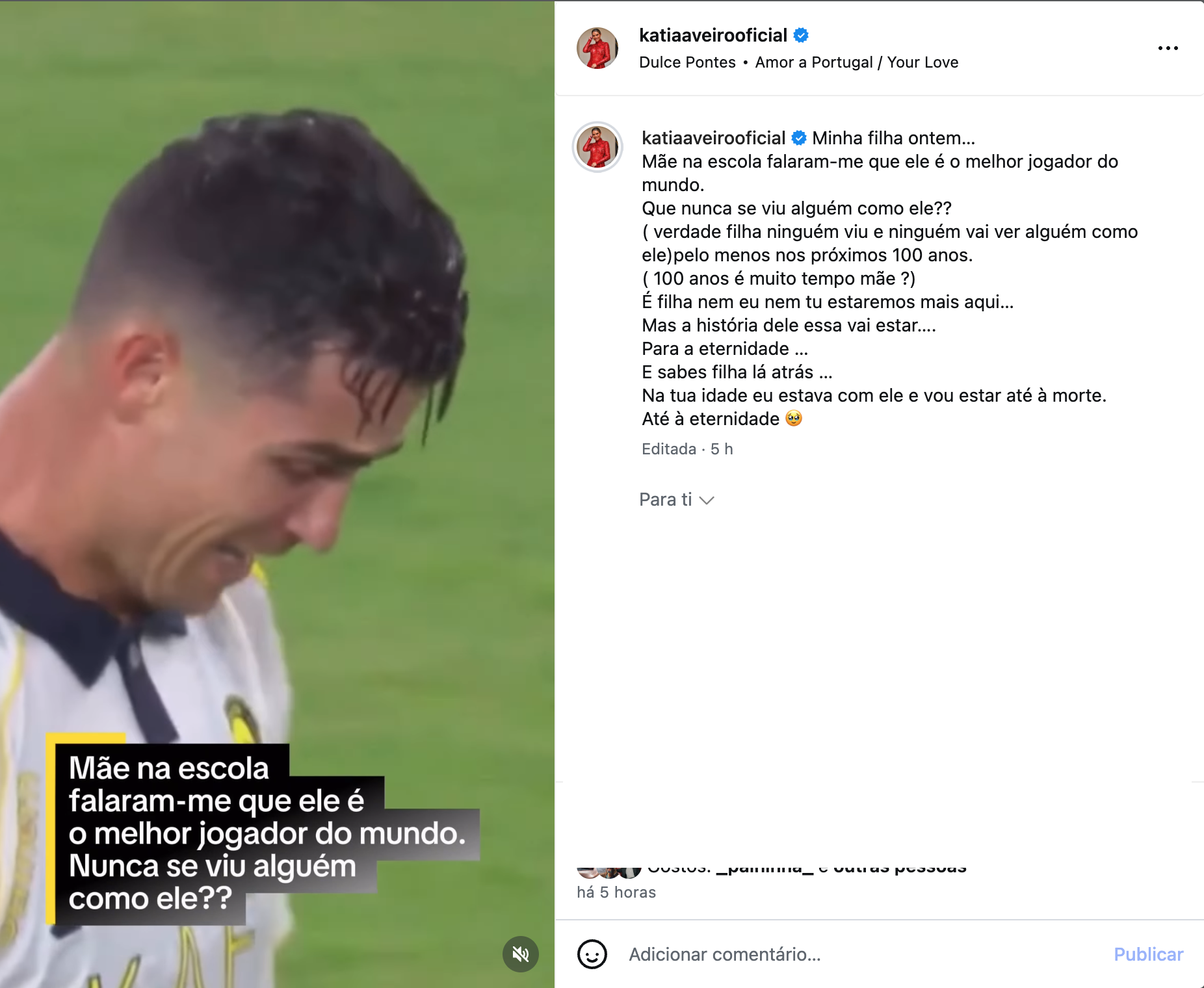 Katia Aveiro leaves 'guarantee' about Cristiano Ronaldo: “No one will see someone like him in the next 100 years”