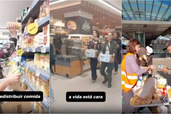 Climáximo activists remove food from supermarkets and distribute them to people in need