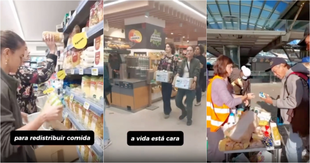 Climáximo activists remove food from supermarkets and distribute them to people in need