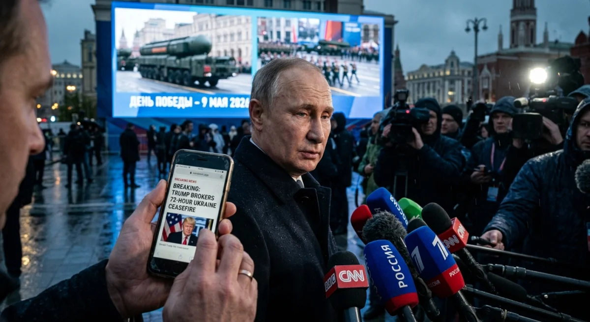 Russian President Vladimir Putin speaking to reporters at the Kremlin in May 2026.