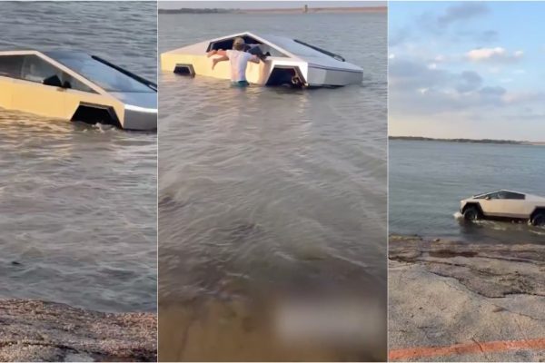 Man arrested after driving Tesla Cybertruck into lake in US