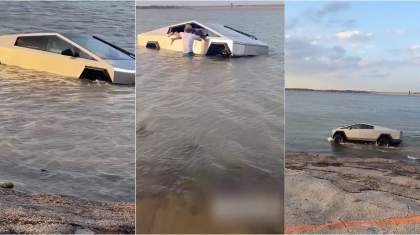 Man arrested after driving Tesla Cybertruck into lake in US