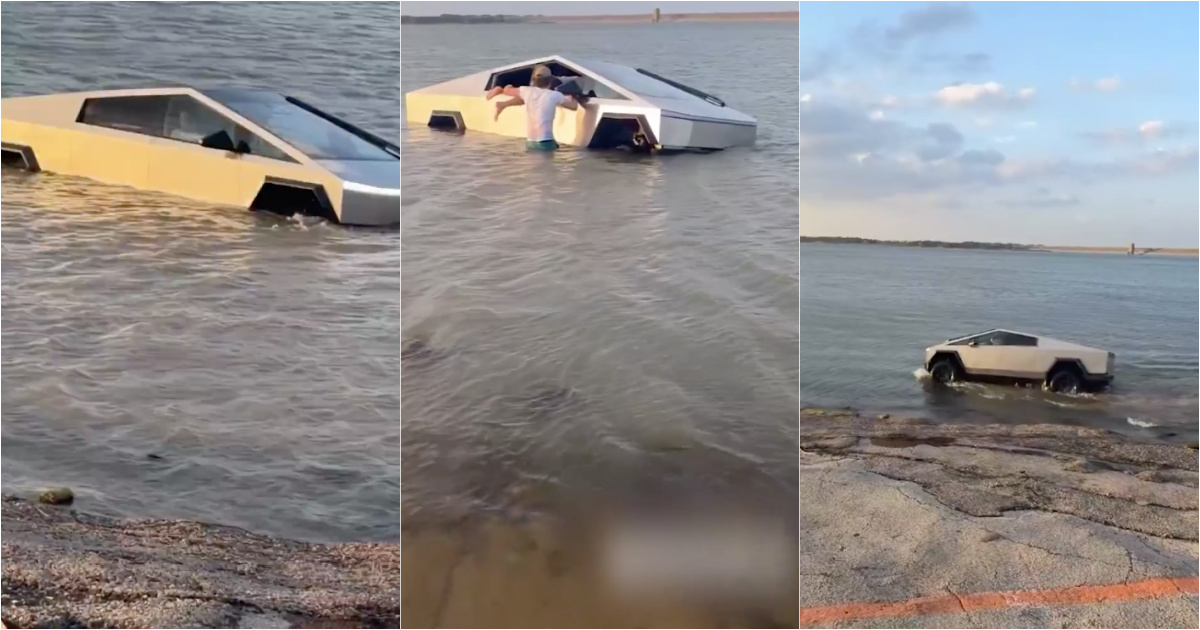 Man arrested after driving Tesla Cybertruck into lake in US