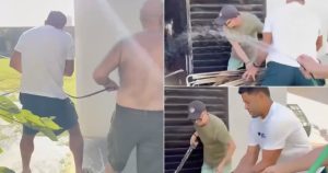 Hulk helps fight fire at ex-partner Alan Franco's house