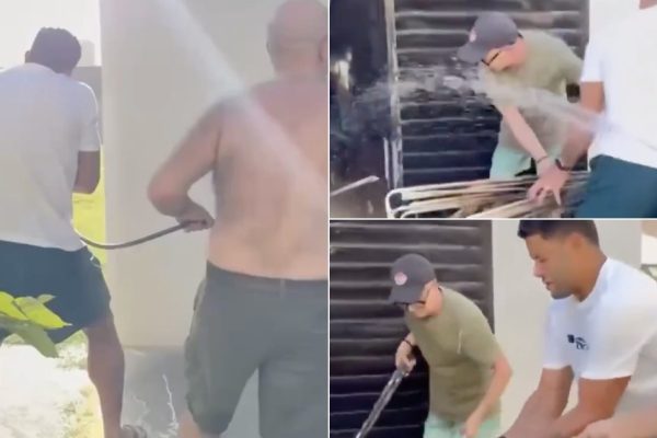 Hulk helps fight fire at ex-partner Alan Franco's house