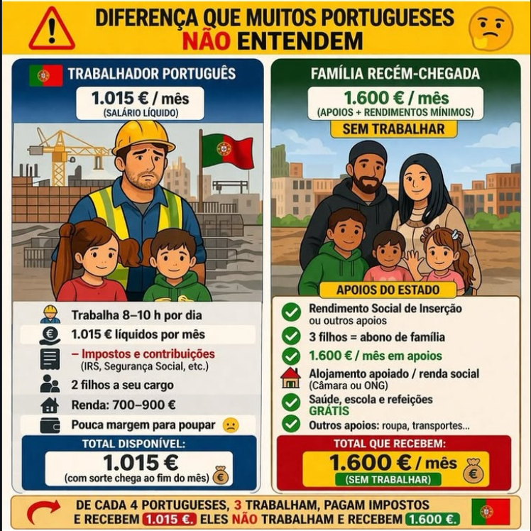 Do immigrant families recently arrived in Portugal receive more money without working than an employed Portuguese person? Pension clarifies