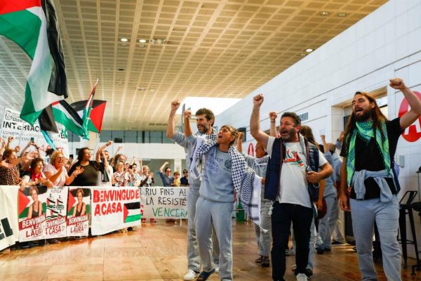 The Catalan activists of the Global Sumud Flotilla arrive at the Barcelona airport