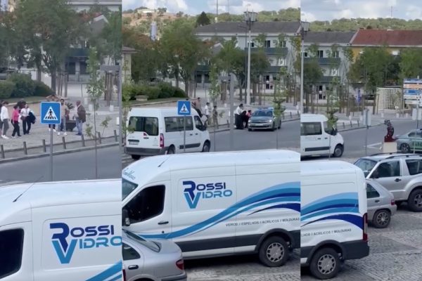 The moment a detained man escapes from the Ponte de Sor court