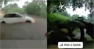 Police save baby from flooded car in Texas
