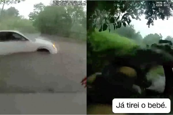 Police save baby from flooded car in Texas
