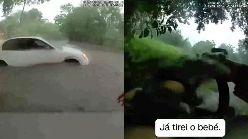 Police save baby from flooded car in Texas
