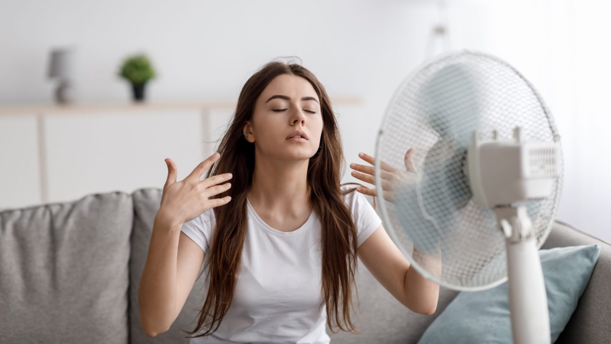 Do you have a fan at home? It cools down better on hot days if you put this on the front