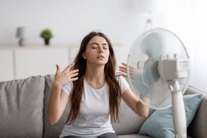 Do you have a fan at home? It cools down better on hot days if you put this on the front