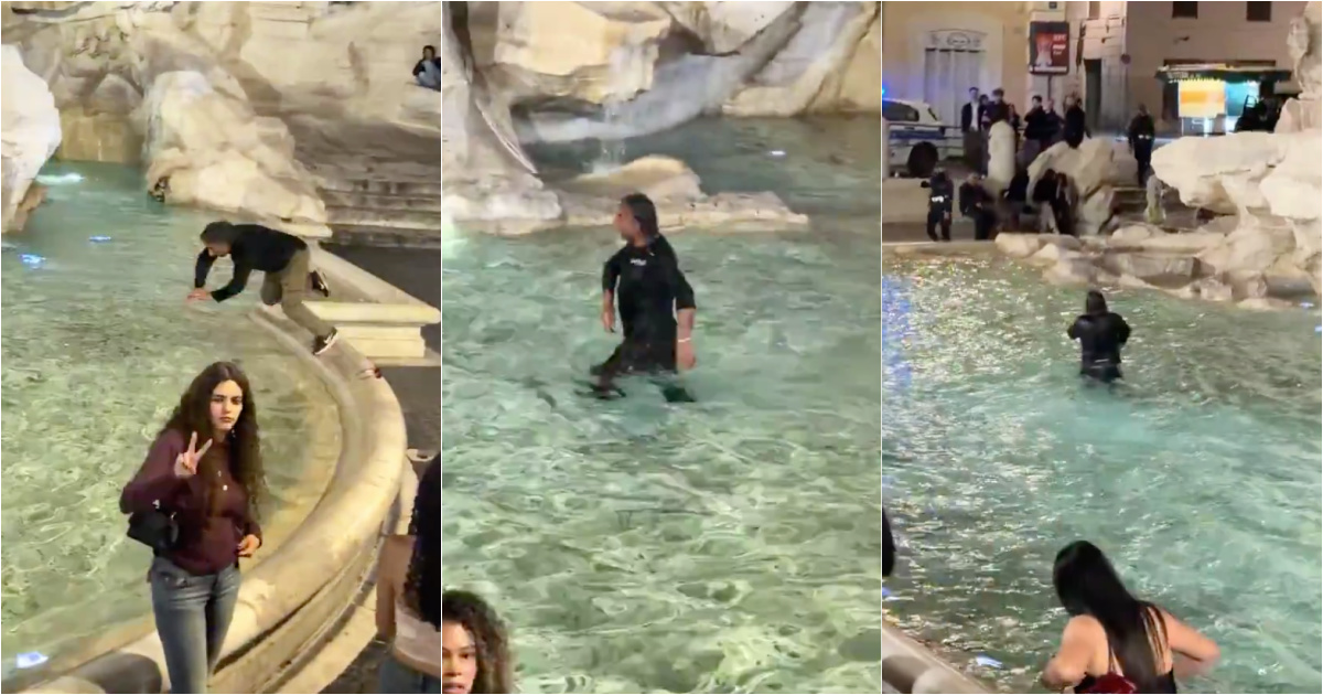 Drunk tourist dives into the Trevi Fountain and ends up fined 500 euros