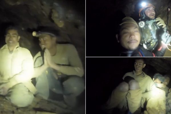 Video of the moment 5 of the 7 missing in Laos are found alive in a cave