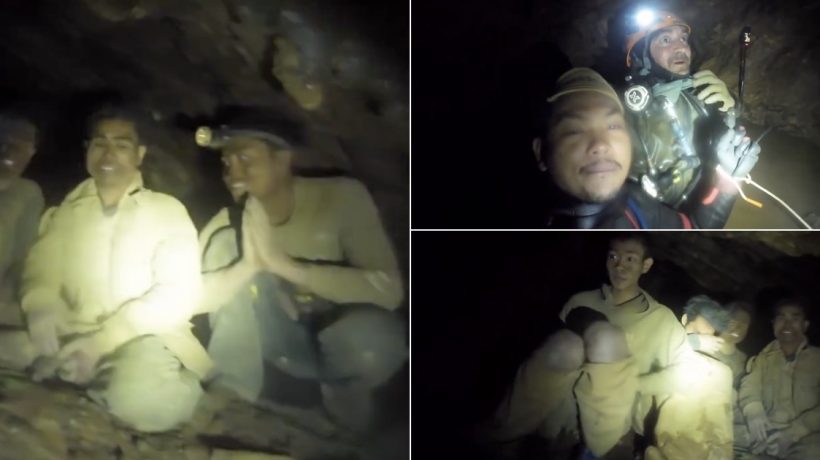 Video of the moment 5 of the 7 missing in Laos are found alive in a cave