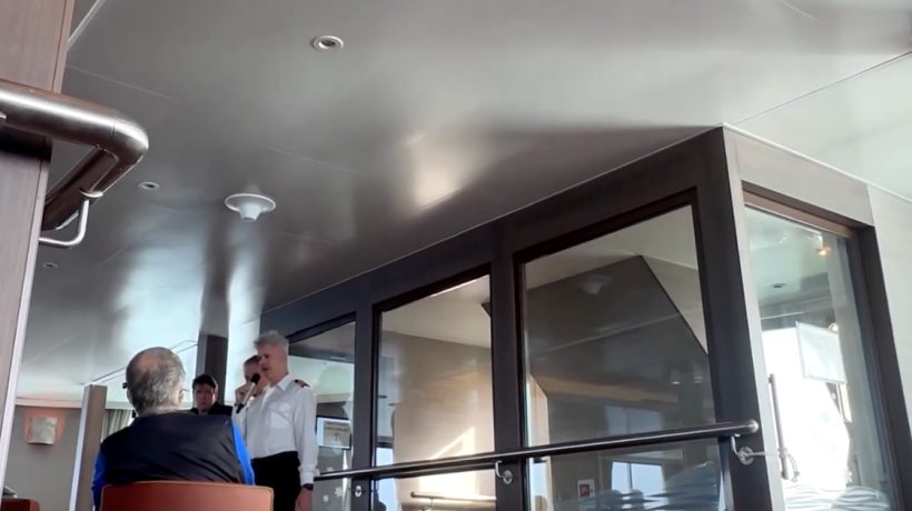 Video shows the moment the captain announces the first death on the cruise due to a hantavirus outbreak