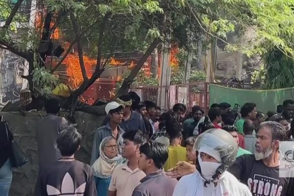 Images of a huge fire that has left dozens of people dead in a restaurant in India