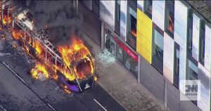 Bus on fire: the image that mirrors the violent protests in Belfast