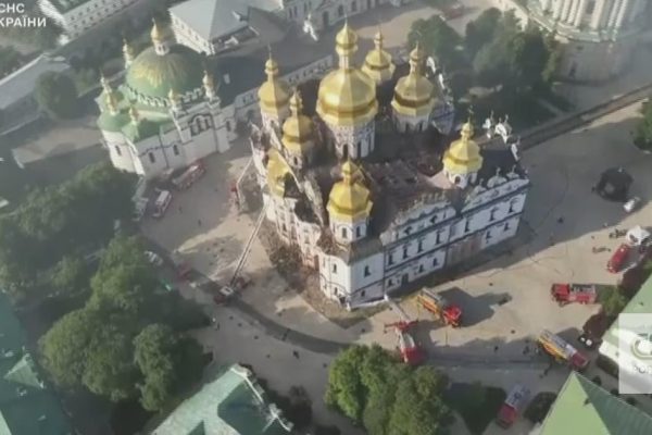 The images after a Russian attack on an ancient site in the center of Kiev