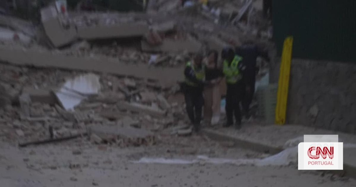 Impressive images show rescue teams trying to extract victims from completely destroyed buildings