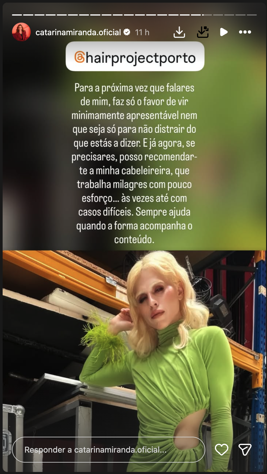 Catarina Miranda is criticized and responds: “Just make yourself presentable…”