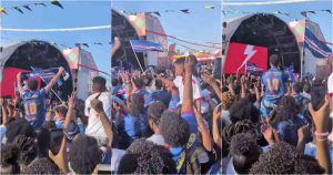 Cape Verdean fans celebrate at Terreiro do Paço after historic draw against Spain