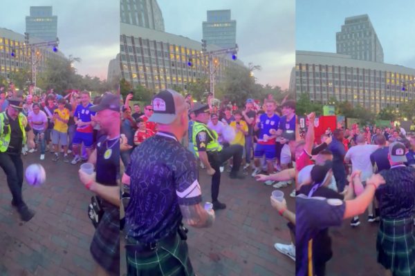 Police officer surprises by touching the ball and wins over fans in Boston