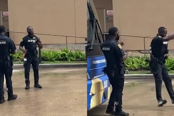 Houston police officers join the party and celebrate Cristiano Ronaldo