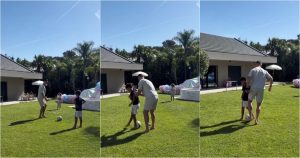 Cristiano Ronaldo teaches his son Mateo some tricks