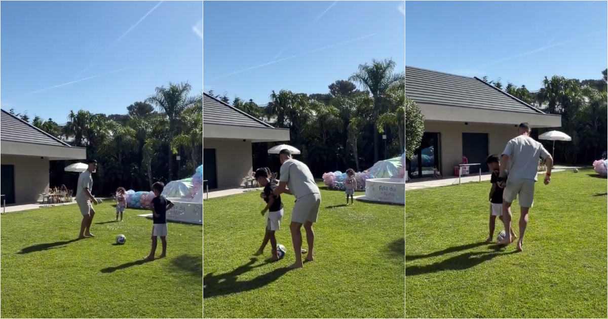 Cristiano Ronaldo teaches his son Mateo some tricks