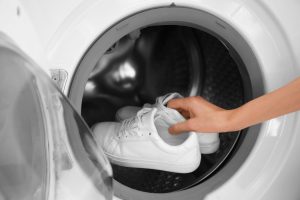 Safe shoe washing First, take it from the bedroom and then wash your shoes in the washing machine. They will be like new and will not be damaged when the drum rotates. Washing shoes in a washing machine