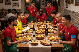 Seleção Nacional à mesa.