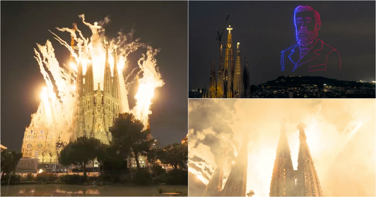 New Sagrada Familia tower opens with an impressive visual spectacle