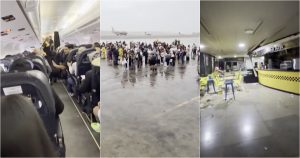Video shows the moment passengers feel an earthquake inside a plane at the airport